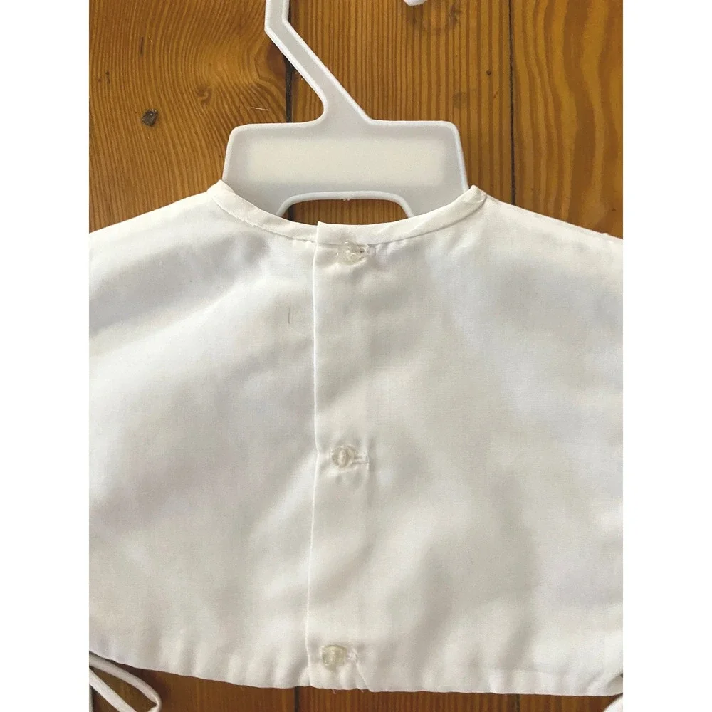 New VTG  Michael de Leon  White christening bib Floral Embroidery Lace collar